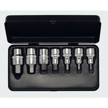 Socket set 1/2" 6-kant screws 1/2"  9pcs. 4-19 metal storage case No.770-INM ELORA