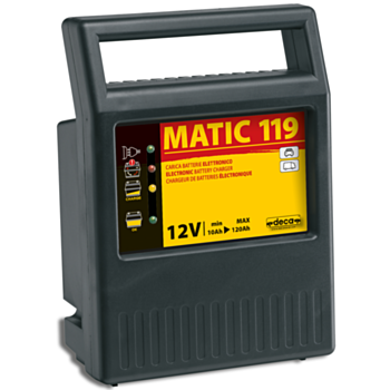 Akumuliatorių įkroviklis MATIC 119  automatinis 230V/115W 12V/  9A 10/120Ah  DECA 300500