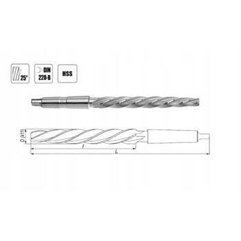 Machine bridge reamer 10.00x 95x171 HSS MORSE-1 z=4 DIN311 FENES