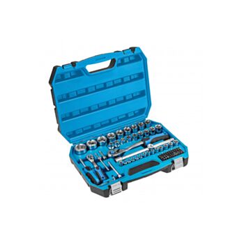 Socket set 1/2"-1/4"  6-kant  89pcs. 4-36 plastik case with ring ratchet HT1R424 HÖGERT