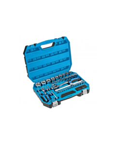 Socket set 1/2"-1/4"  6-kant  89pcs. 4-36 plastik case with ring ratchet HT1R424 HÖGERT