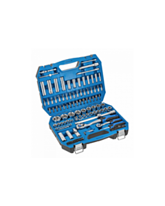 Socket set 1/2"-1/4"  6-kant 144pcs. 4-36 plastik case with ring ratchet HT1R440 HÖGERT